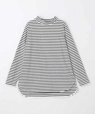 ANY モックネックプルオーバー ボーダー