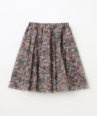 ANY KIDS 花柄 チュール フレア スカート ライトグレー系