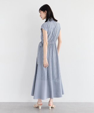 YECCA VECCA フラワーレースカシュクールワンピース Stripe