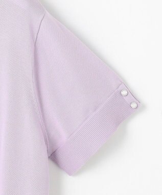 J.PRESS LADIES L 【洗える】COTTON POLYESTER 袖ボタン ニット ラベンダー系