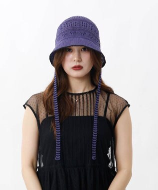 AURORA 【 ANNA SUI（アナ スイ）】ハートジャカードボンネット パープル