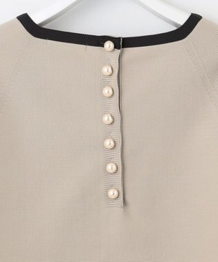 自由区 【洗える】ポリエステルホールガーメントプルオーバー ニット ベージュ×アッシュ