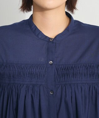 CRAFT STANDARD BOUTIQUE インド綿ピンタックブラウス Navy