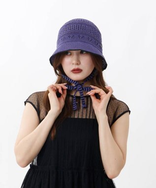 AURORA 【 ANNA SUI（アナ スイ）】ハートジャカードボンネット パープル