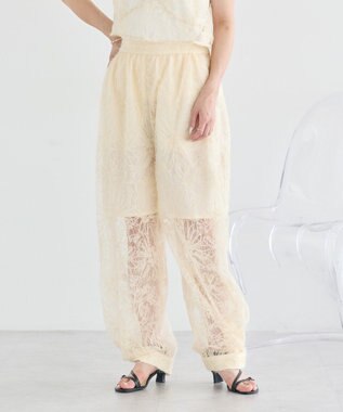 earth music&ecology 【セットアップ可能】起毛レースバルーンパンツ Off White