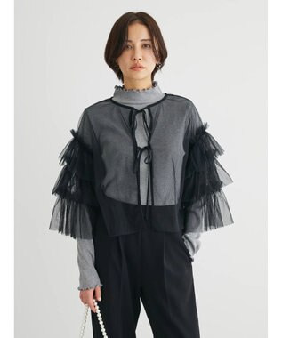 Green Parks ・ＥＬＥＮＣＡＲＥ　ＤＵＥ　２ｗａｙチュールブラウス Black