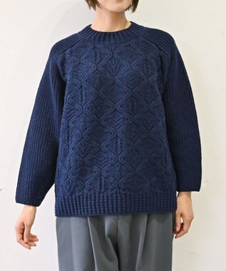 muuc 〈上質なシェットランドウール＆カシミヤ〉〈5種類の模様編み〉パッチワーク柄ケーブル模様編みセーター