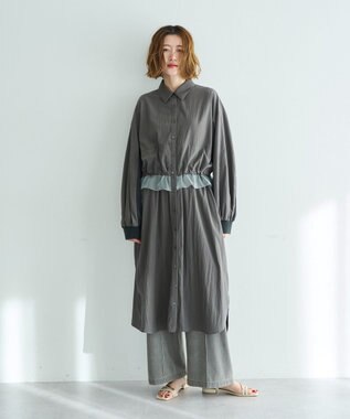 YECCA VECCA シアーMIXドロストデザインシャツワンピース