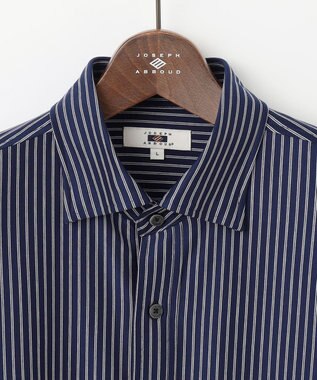 JOSEPH ABBOUD 【綿100％・自然なストレッチ】マイクロストライプジャージー シャツ ネイビー系1