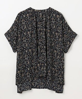 ANY 【洗濯機可】プリントブラウス ネイビーベース