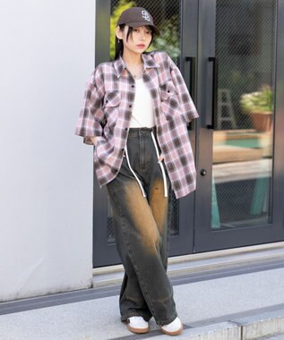 WEGO 【ユニセックス着用ITEM/SMLサイズ展開】オンブレチェックシャツ（SS） 柄7