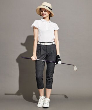 23区GOLF 【WOMEN】【吸汗速乾/日本製】ミラノリブボーダーシャツ ホワイト系