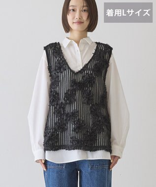 AMERICAN HOLIC 【選べる丈】Ｖネックレースベスト Black