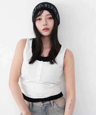 WEGO 【カップ付き】レイヤードデザインカップインタンク ホワイト