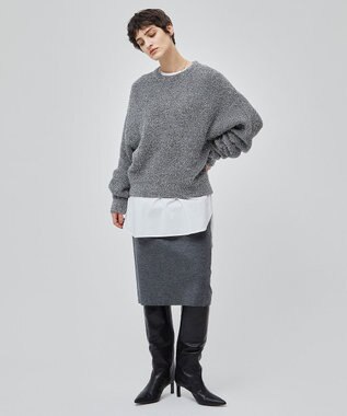 BEIGE， 【洗える】MARRONNIERS / ラメテープヤーンクルーネックニット Silver