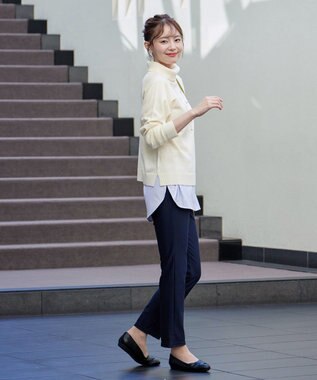 Tiaclasse 【シーズンレス・日本製・洗える】ローズファイン・スリムストレートパンツ ネイビー