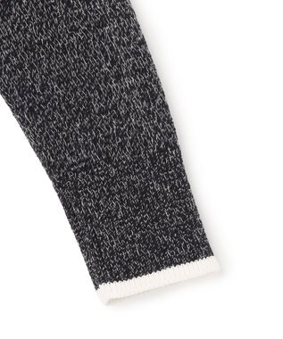 ICB L コットンツイスター クルーネックニット ブラック×オフホワイトミックス