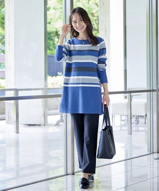 Tiaclasse 【シーズンレス・日本製・洗える】ローズファイン・スリムストレートパンツ ネイビー