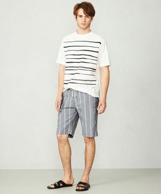 JOSEPH ABBOUD MOUNTAIN 【SPACE／UNISEX】JOE COTTONワイドストライプ ハーフパンツ ネイビー系2