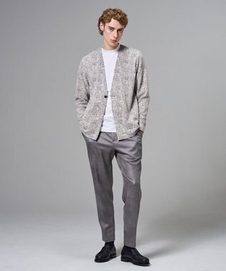 JOSEPH HOMME 【イージーケア】パフィーチェックジャージー　カーディガン ライトグレー系