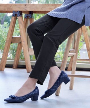 Tiaclasse 【シーズンレス・日本製・洗える】ローズファイン・スリムストレートパンツ ブラック