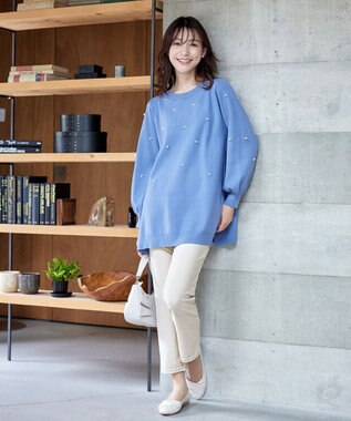 Tiaclasse 【シーズンレス・日本製・洗える】ローズファイン・スリムストレートパンツ ベージュ