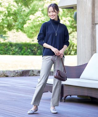 Tiaclasse 【シーズンレス・日本製・洗える】ローズファイン・スリムストレートパンツ グレー