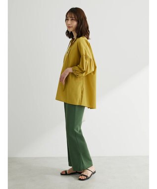 Green Parks 綿麻混紐付きデザインブラウス Yellow