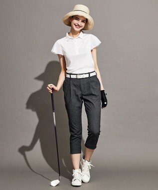 23区GOLF 【WOMEN】【吸汗速乾/日本製】ミラノリブボーダーシャツ ホワイト系