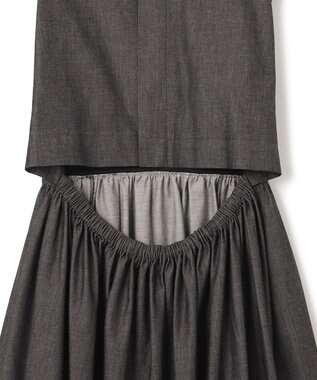 BEIGE， POMEGRANATE / フレアワンピース Chambray Black