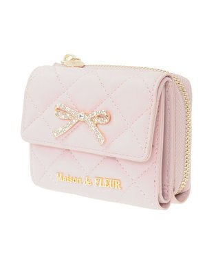 Maison de FLEUR リボンビジューウォレット Pink