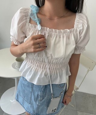 WEGO くしゅくしゅビーズストラップ サックス