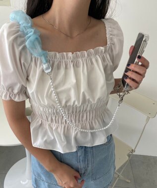 WEGO くしゅくしゅビーズストラップ サックス