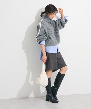 Green Parks ・ｓｗｉｎｇ　ｂｙ　ラインケーブルタートルニット Gray Mixture