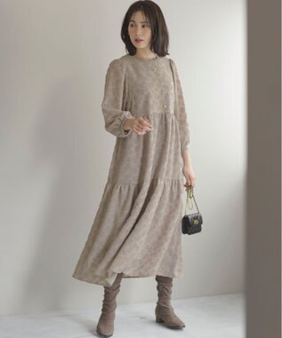 組曲 S カットジャカードティアードワンピース ベージュ系