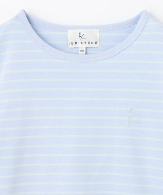 組曲 KIDS 【150-160cm】長袖ボーダー Tシャツ ミントグリーン×サックスブルー