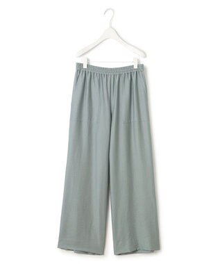 ICB L 【洗える】ワッシャーツイル ワイドストレートパンツ ティールグリーン系