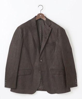 JOSEPH ABBOUD 【キングサイズ・ストレッチ】ヘリンボンスウェード ジャケット ダークブラウン系