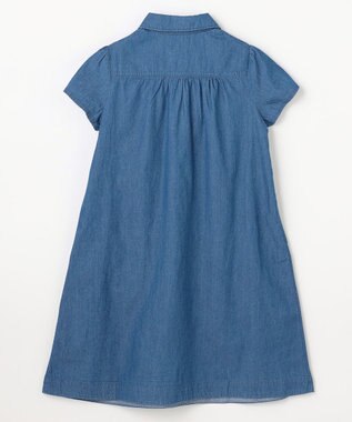 組曲 KIDS 【150-160㎝】 フラワーボタンデニムワンピース ネイビー