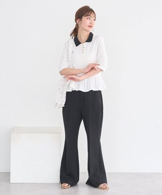 earth music&ecology ダブル衿ペプラムプルオーバー Ivory