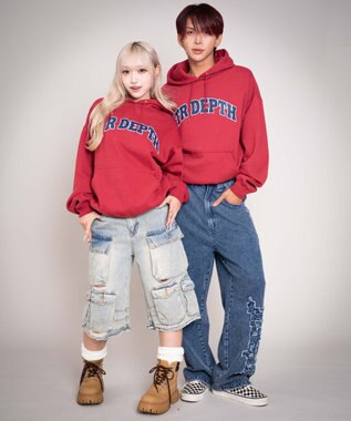 WEGO 【ユニセックス着用ITEM/MLサイズ展開】カレッジプルパーカー レッド