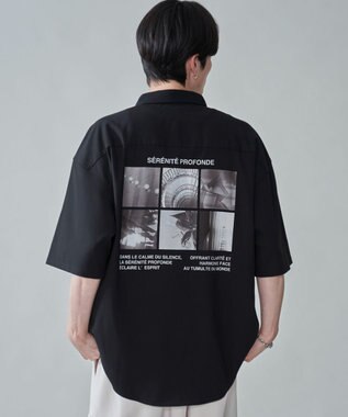 WEGO アムンゼンフォトプリントBIGシャツ（SS） ブラック