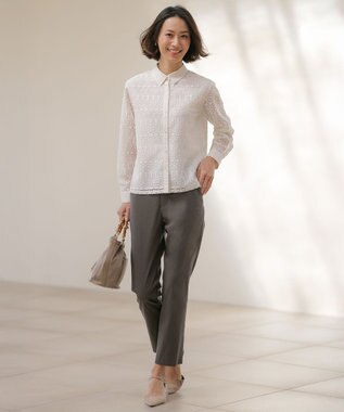 J.PRESS LADIES ジオメトリックレース ブラウス オフホワイト系