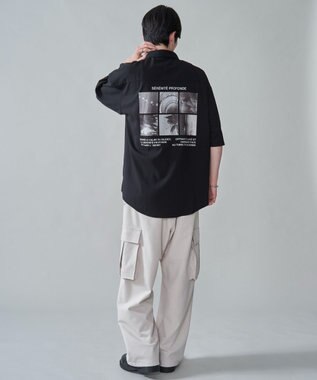 WEGO アムンゼンフォトプリントBIGシャツ（SS） ブラック