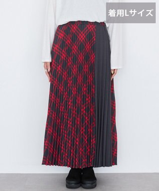 AMERICAN HOLIC 【選べる丈】アソートチェックプリーツスカート Red