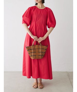 Green Parks ボリューム袖ロングワンピース Red