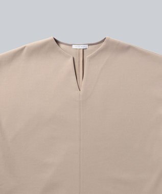 WHITE MAILS PAPER DOUBLE JERSEY KEY NECK T-シャツ ベージュ