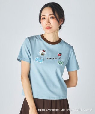 OP／FILA 【Ocean Pacific×ハローキティ】ワッペンリンガーチビTシャツ ブルー