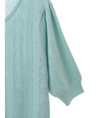 earth music&ecology リボン柄透かし編みニットカーディガン Mint