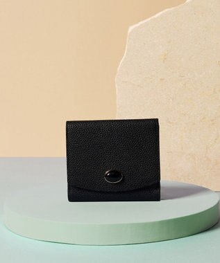 TOPKAPI 【TOPKAPI】gemdrops ジェムドロップ ミニエンボスレザー 天然石 二つ折り 財布 ブラック